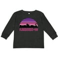thumbnail image 3 of Inktastic Albuquerque New Mexico Retro Sunset Skyline Girls Long Sleeve Toddler T-Shirt, 3 of 5