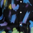 thumbnail image 6 of GUZOM Mens Abstract Print Short Sleeve Button Down Shirt, Stretch Wrinkle Resistant Casual Hawaiian Style Vacation Top, Black,Size S, 6 of 8