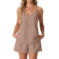 thumbnail image 2 of Cueply 2 Piece Lounge Sets for Women Summer Outfits V Neck Tank Top Matching Shorts Sets with Pockets, 2 of 9