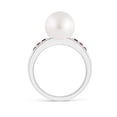 thumbnail image 2 of Angara South Sea Cultured Pearl Ring with Rubies in 14K White Gold for Women | June Birthstone Jewelry for Her, 2 of 8
