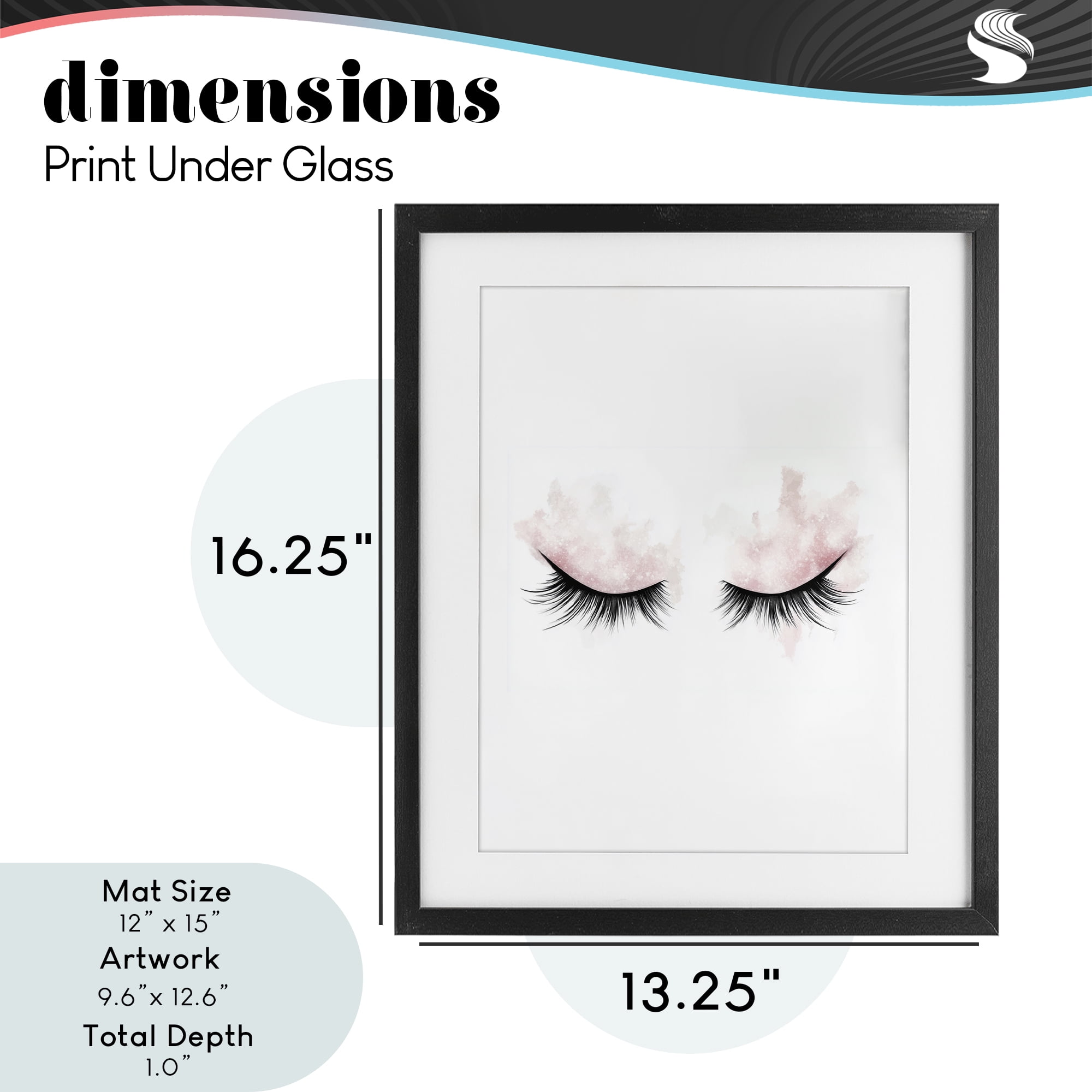 Pastel Pink Makeup & Lashes Black Framed Print Under Glass, design by Christine Simpson Art