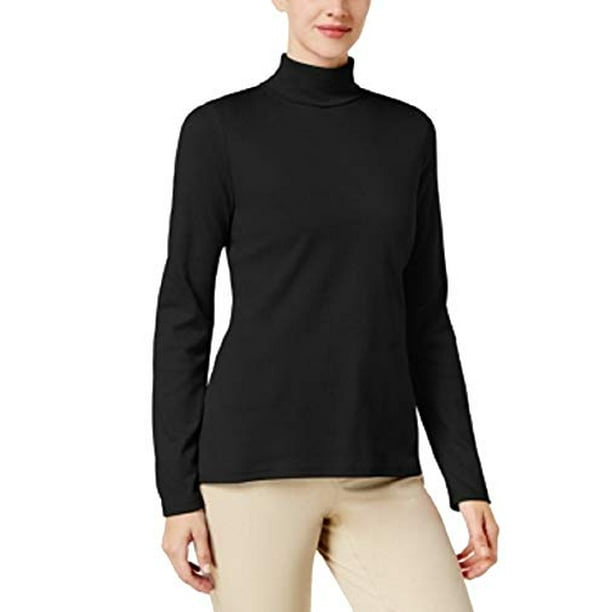 Karen Scott Karen Scott Cotton LongSleeve Turtleneck (Deep Black, S