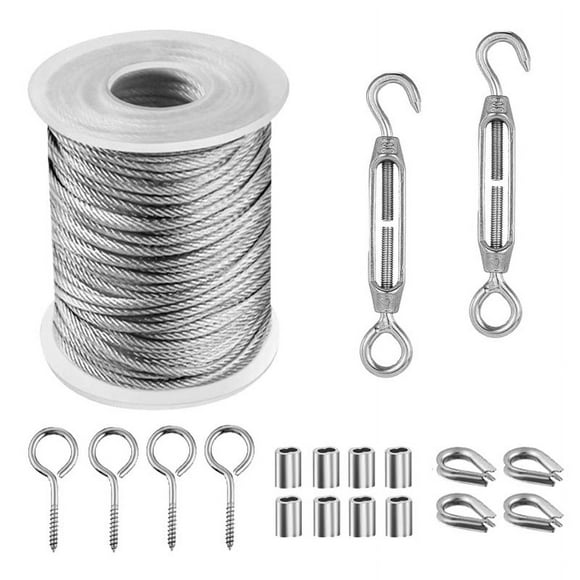 Jinsinto Stainless Steel Wire Rope, Hanging Stainless Steel Rope, Outdoor Clothesline, Outdoor Steel Clothesline, Outdoor Wire Rope, Clothesline (15M)