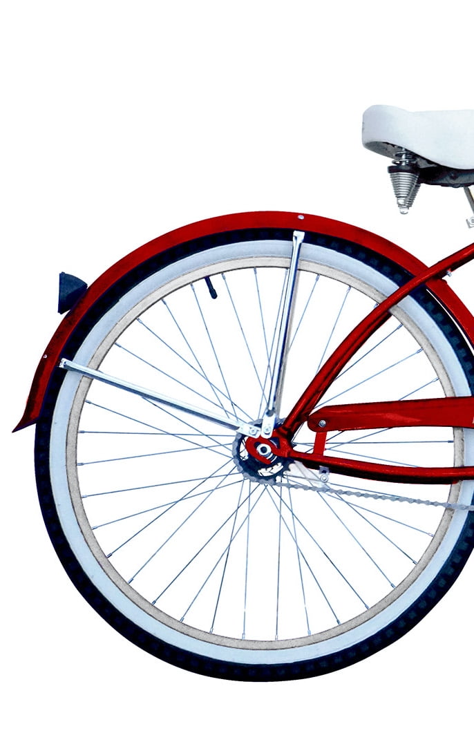 WonderWheels 26" Beach Cruiser Coaster Brake Stainless Steel Spokes One Piece Crank Alloy Orange Rims 36H W/ Fenders - Red