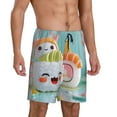 thumbnail image 2 of Naloa Kawaii Sushi Characters Delight Men's Short Pajama Pants, Pj Shorts, Lounge Comfort Shorts-3X-Large, 2 of 6