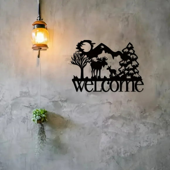 Riforla 1pc Home Deer Logo Wall Decoration Elegant Wall Decoration Modern Design Suitable for Home or Office Hangs Black 30x30x0.5cm