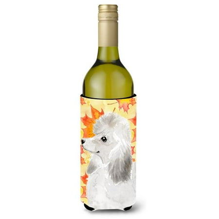 

White Standard Poodle Fall Wine Bottle Beverge Insulator Hugger