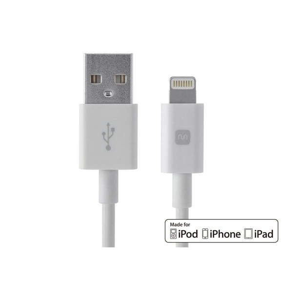 Monoprice Apple MFi Certified Lightning to USB Charge & Sync Cable - 6 Feet - White | iPhone X, 8, 8 Plus, 7, 7 Plus, 6, 6 Plus, 5S - Select Series