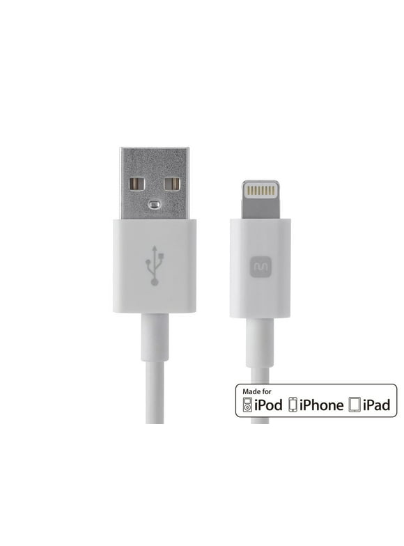 Monoprice Apple MFi Certified Lightning to USB Charge & Sync Cable - 6 Feet - White | iPhone X, 8, 8 Plus, 7, 7 Plus, 6, 6 Plus, 5S - Select Series