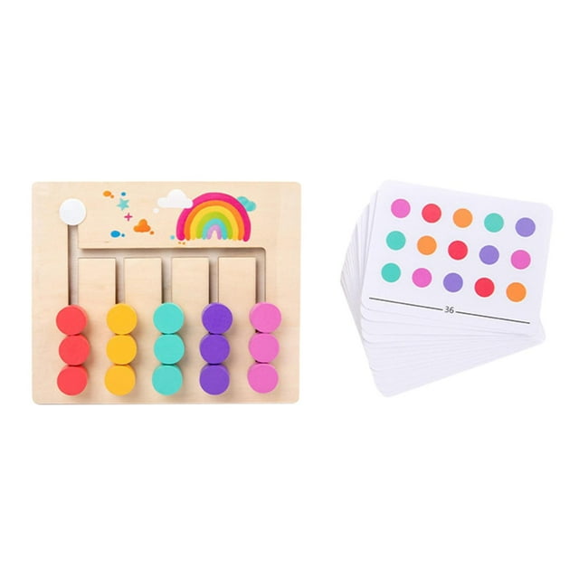 Juego de lógica de combinación de colores y formas, rompecabezas deslizante Montessori 5 colores