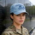 thumbnail image 5 of Veteran Printed Baseball Cap Patriotic Design Adjustable Casual Hat for Daily Wear Outdoor Activities Female Veteran Identity Statement Headwear(Blue), 5 of 6
