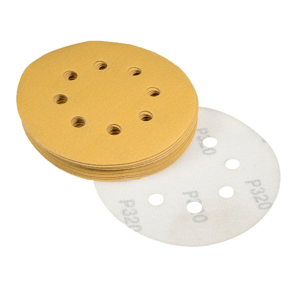 Uxcell 320Grits 8 Holes Hook and Loop Sanding Discs for Orbital Sander Aluminum Oxide Yellow 10pcs