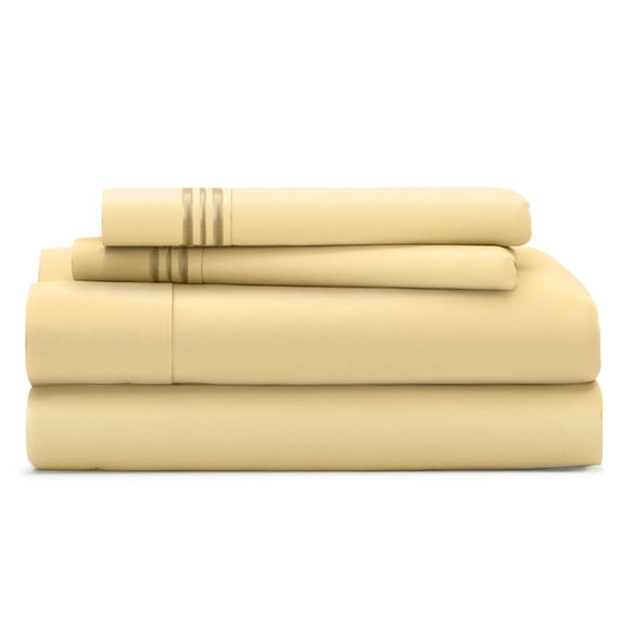 Cosy House Collection Everyday 1500 Series Bed Sheets - Master Bedroom Essentials - Luxury Hotel Ultra Soft Bedding - Stain & Wrinkle Resistant - Easy & Comfy Fit - 5 Piece (Split King, Pastel Yellow)