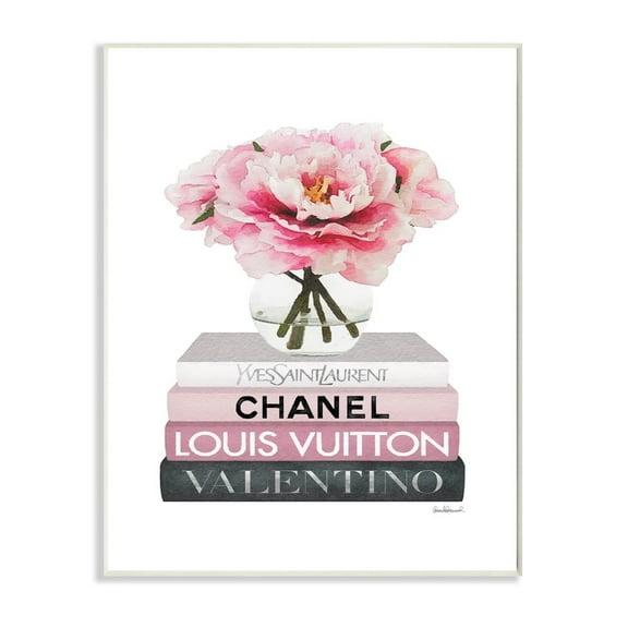 Stupell Industries Blooming Pink Florals above Women's Fashion Books Graphic Art Unframed Art Print Wall Art, 10x15, by Amanda Greenwood