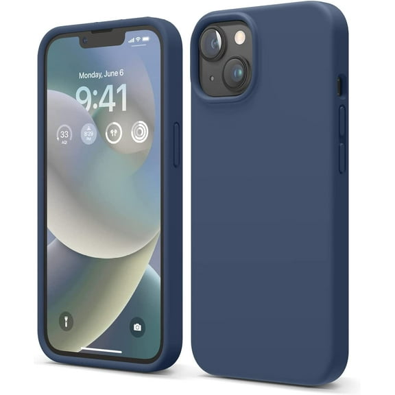 elago Phone 14 Liquid Silicone Case, Full Body Protective Cover, Shockproof, Slim Case (Jean Indigo)