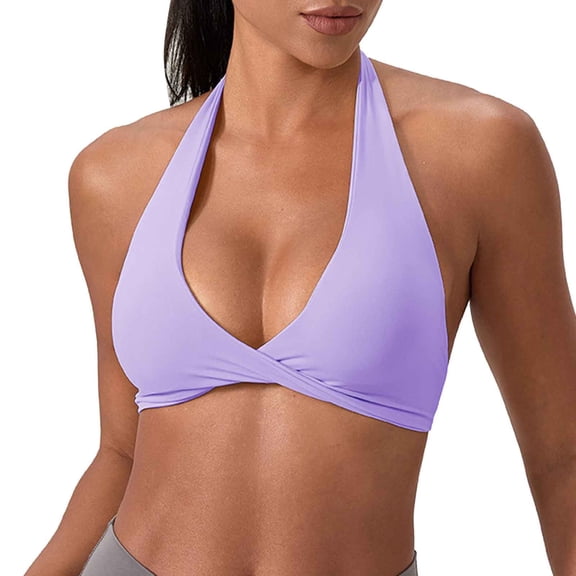 Xijirk Tank Tops Seamless Padded Sports Bra Open Back Yoga Workout Low Gym Fitness Crop Top Camisole Tops for Women,Purple,XL