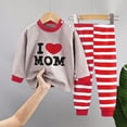 thumbnail image 2 of TOWED22 Toddler Infant Baby Girl Boy Outfits Long Sleeve Crewneck Tee Sweatshirt Tops Casual Joggers Pants 2pcs Fall Winter Clothes Clothing Set(Red,3-4 Y), 2 of 5