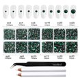 thumbnail image 4 of Beadsland 8300PCS Flatback Rhinestones 10 Sizes with Wax Pencil and Tweezer Kit, SS3-SS30, Emerald, 4 of 4