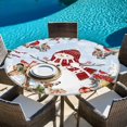thumbnail image 6 of Blue Christmas Round Tablecloth, Fitted Table Cover with Elastic for 45"-54" Round Tables, Red Snowman Xmas Tree Snowflake Winter Table Cloth Outdoor Indoor Dinning Party Waterproof Tablecloths, 6 of 7
