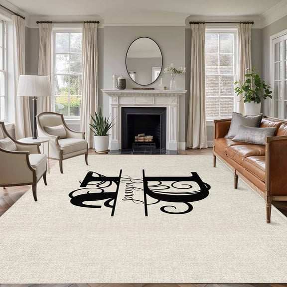 8'x10' Area Rugs, Letter R Indoor Outdoor Area Rug for Living Room Bedroom, Monogram Words Washable Bathroom Rugs Kitchen Floor Carpet Mats Home Decor Aesthetic