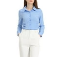 thumbnail image 4 of Unique Bargains Women's Office Shirt Button Down Work Ruched Waist Long Sleeve Tops Light Blue XS, 4 of 5