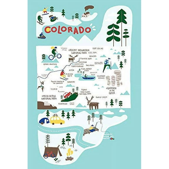 Vestiges Colorado State Icons Souvenir Tea Towel 21.5" x 32" Eco-Friendly