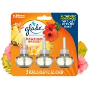 Glade PlugIns Refill 3 ct, Hawaiian Breeze, 2.01 FL. oz. Total, Scented Oil Air Freshener Infused with Essential Oils