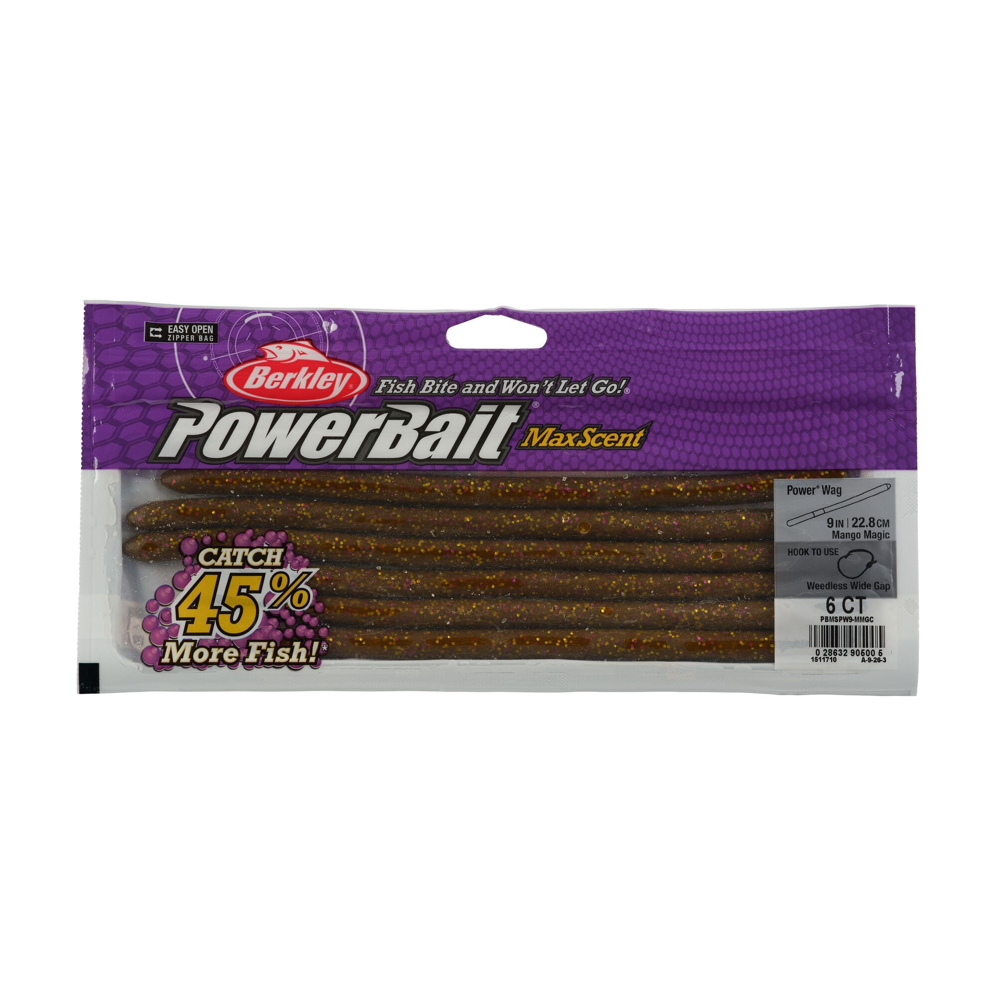 Berkley PowerBait MaxScent Fishing Lure, 9 in, Mango Magic (6-count)