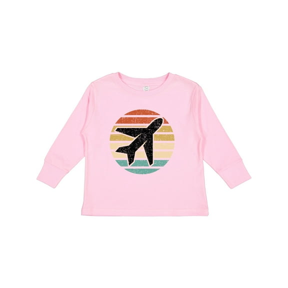 Inktastic Airplane Pilot Vintage Sunset Boys or Girls Long Sleeve Toddler T-Shirt
