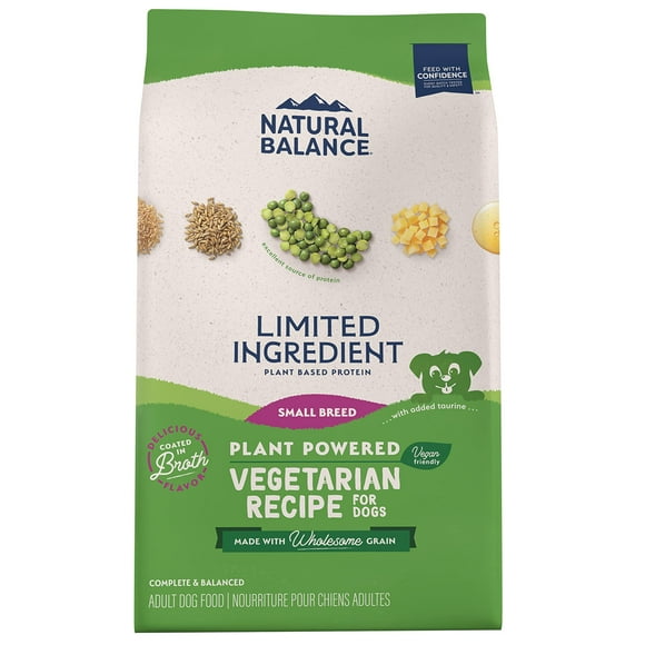 Natural Balance Limited Ingredient Small Breed Adult Dry Dog Food with Vegan Plant Based Protein and Healthy grains, Vegetarian Recipe, 12 Pound (Pack of 1)