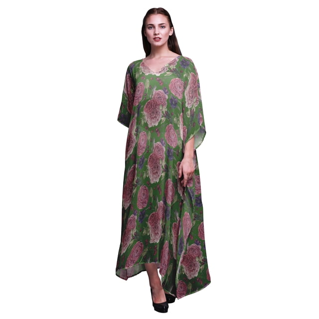 Bimba Robe Longue Caftan Florale Maillot de Bain de Plage Couverture Caftan Femme-P-L