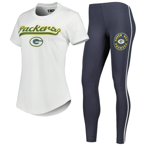 Women's Concepts Sport White/Charcoal Green Bay Packers Sonata Top & Leggings Sleep Set