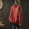 thumbnail image 2 of Red Vintage Crewneck Sweater Women Oversized Knit Pullover Casual High Neck Winter Warm Tops, 2 of 10