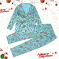 thumbnail image 3 of Boys Christmas Pajamas Blue Girls Silk Pajamas Long Sleeve 2 Piece Sleepwear Button-Down Christmas Outfits For Girls Kids Christmas Pj 9-10 Years, 3 of 6