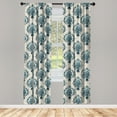 thumbnail image 3 of Ambesonne Damask Curtains, Nostalgic Baroque Blooms, Pair of 28"x63", Tan Petrol Blue, 3 of 5