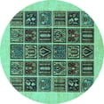thumbnail image 1 of Ahgly Company Machine Washable Indoor Round Abstract Turquoise Blue Modern Area Rugs, 7' Round, 1 of 4