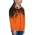 thumbnail image 5 of Xecao Halloween With Black Bats Pattern Zip Up Hoodies for Boys Girls, Sweatshirt with Pockets-Small, 5 of 6