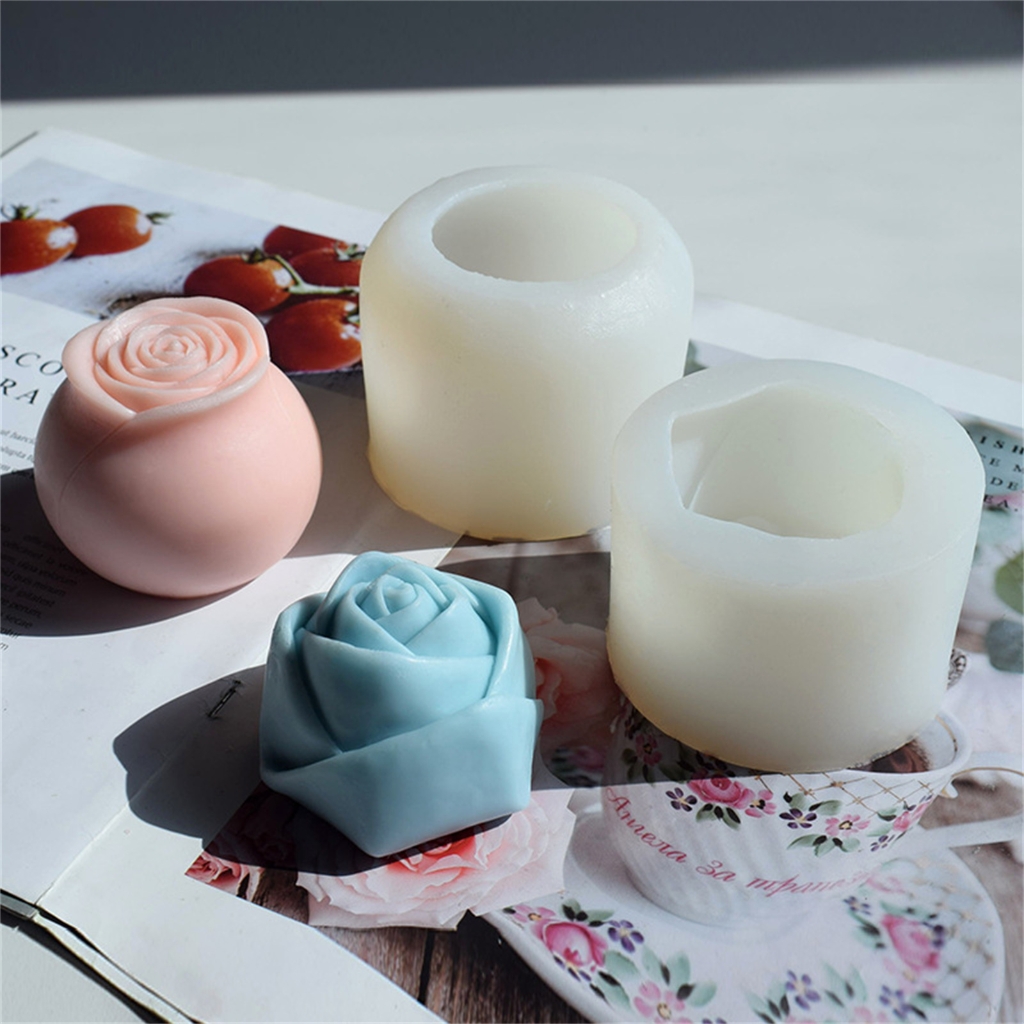 Large Flower Silicone Candle Mold DIY Handmade 3D Rose Candle Soap Plaster Resin Cake Baking Tool Home Decorations Gift