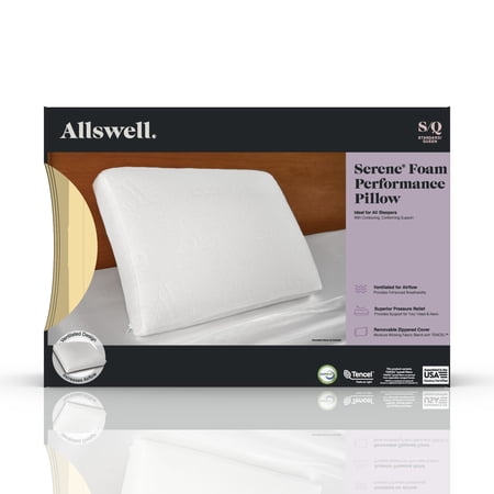 ALLSWELL SERENE FOAM BED PILLOW WITH TENCEL COVER, STANDARD/QUEEN