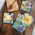 thumbnail image 5 of Flowers with Butterflies Kitchen Oven Mitt and Pot Holder Sets 4 Pcs for Baking, Cooking and Grilling, Heat Resistant Up To 392 °F, 5 of 7