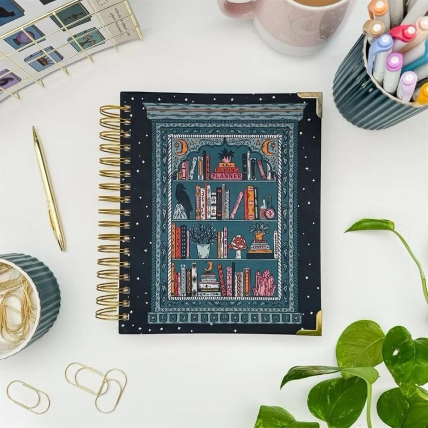 Reading Planner for Book Lovers, Book Tracker Journal with 12 Undated Monthly Planners & 52 Weekly Reading Logs, Log and Review, Gifts for Books Lover & Reader (w)