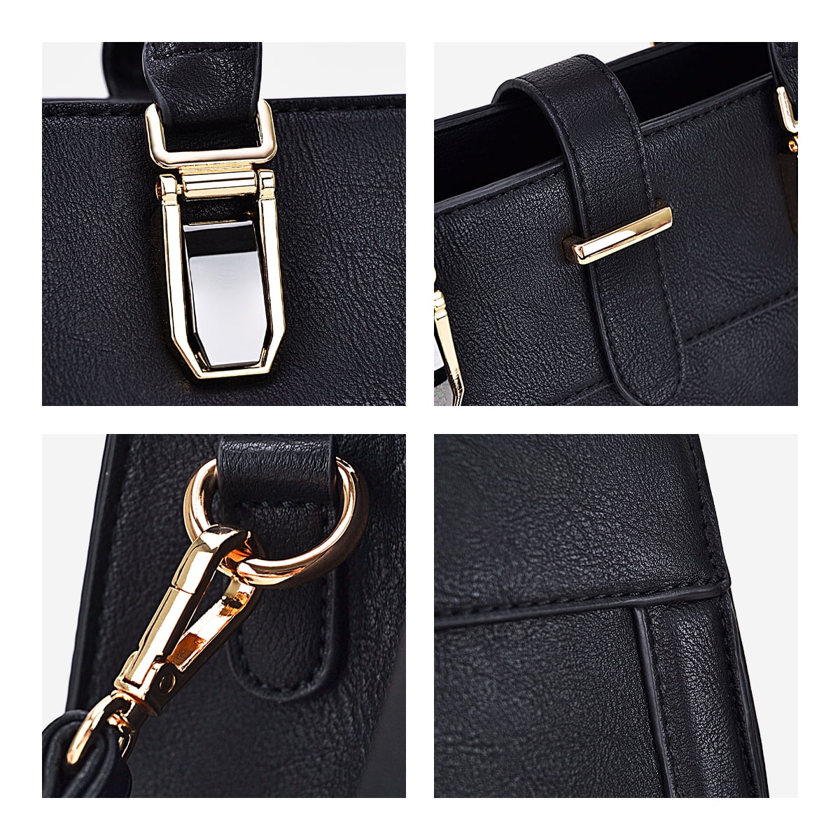 Women's Handbag Flap-over Belt Shoulder Bag Top Handle Tote Satchel Purse Work Bag w/Matching Wristlet