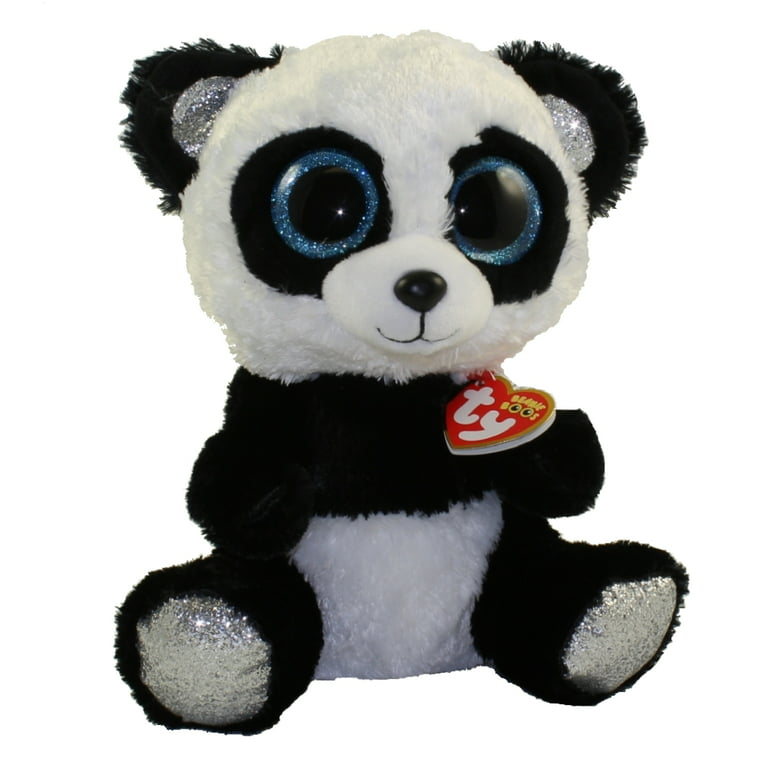 TY Beanie Boos BAMBOO the Panda (Blue Glitter Eyes - Silver Feet)(Medium Size 9 inch) - Walmart.com