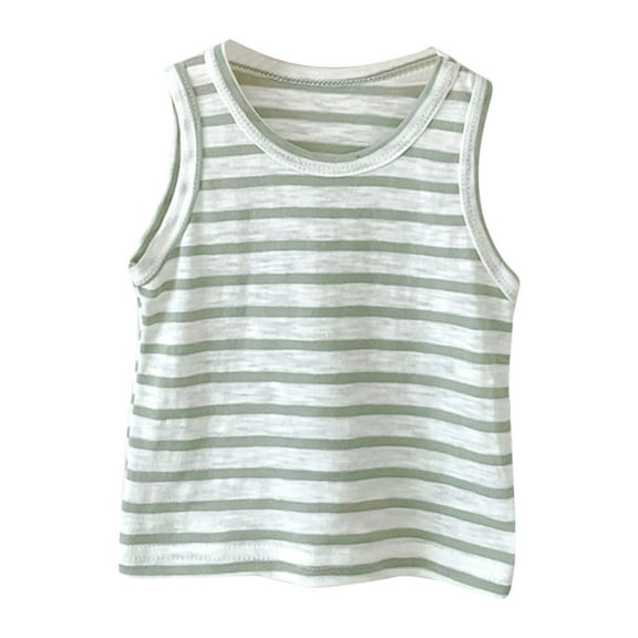 Quealent Girls Tops 2024 Kids Tops for Girls Toddler Baby Boys Girls Solid Tank Tops T-Shirts Undershirts Cotton Summer Sleeveless Vest Green,12-18 Months