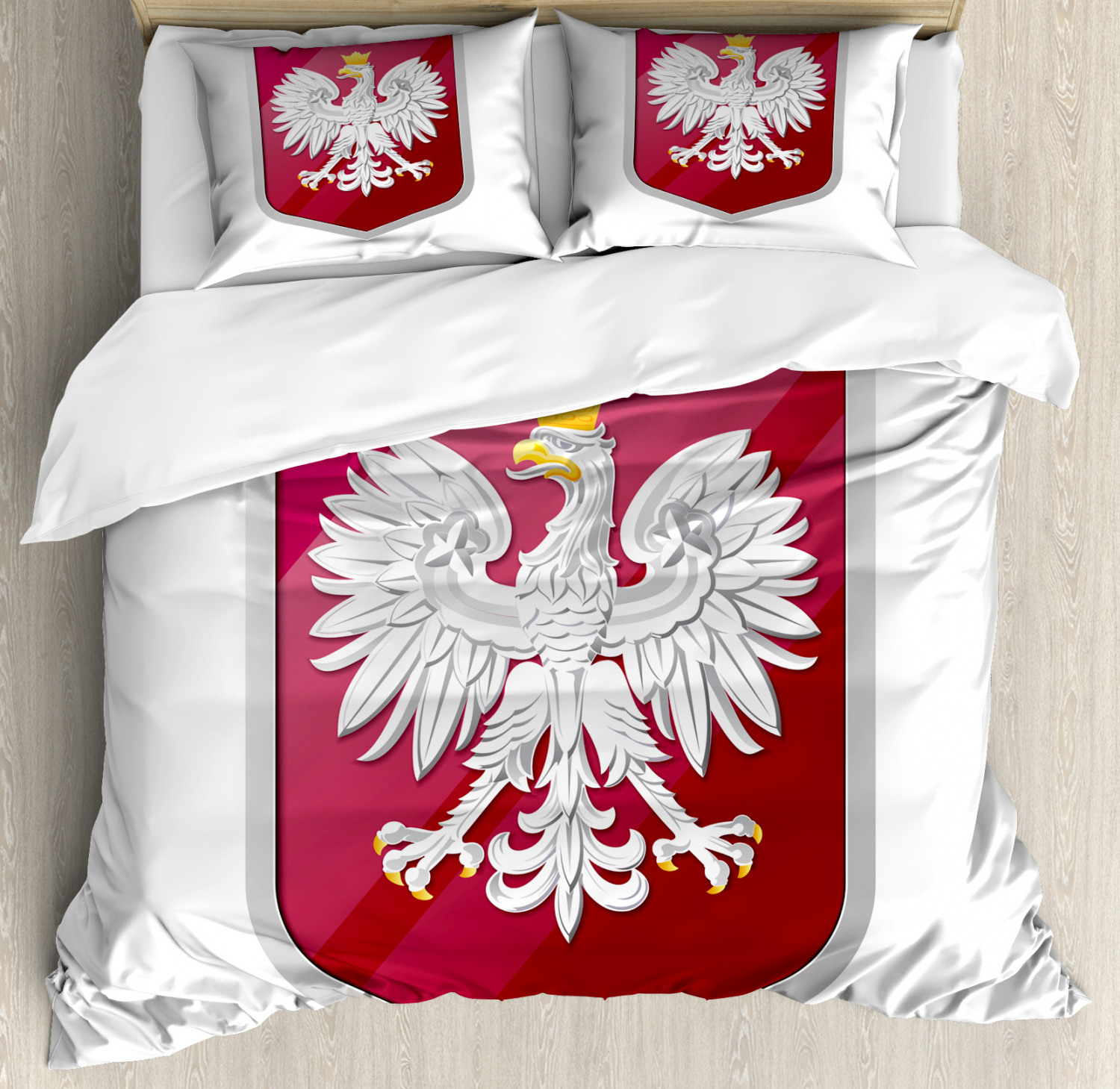 Polish Duvet Cover Set, Royal Illustration of Coat of Arms of Poland