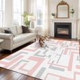 thumbnail image 2 of Non-Slip Rug Pad Rugs Modern Pink Gray Stripe Lines Rectangle Area Rugs 5x7Ft Soft Carpet Pads for Living Room Kids Room, Abstract Geometric Art, 2 of 9
