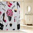 thumbnail image 2 of Erosebridal Romantic High Heels Shower Curtain 72Wx72L,Chic Roses Flowers Bathroom Curtain,Gray Black, 2 of 5