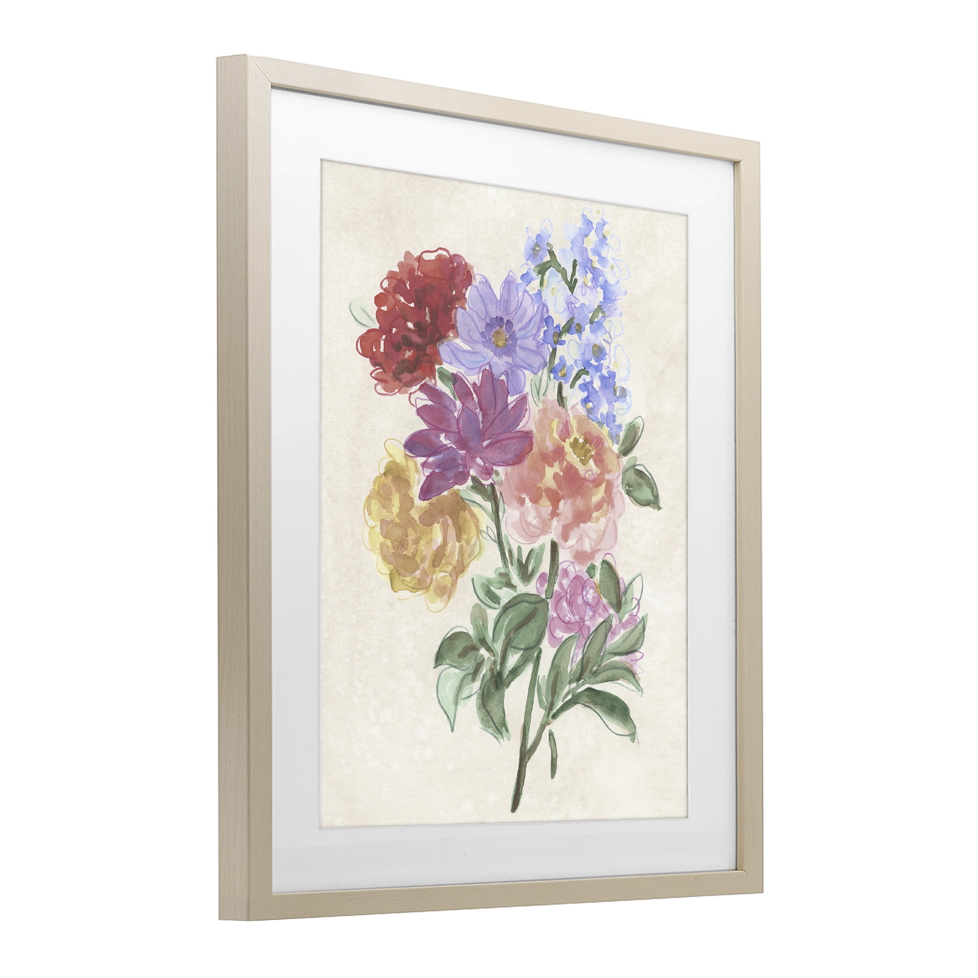 Stupell Industries Blooms On Parchment Birch Framed Print Under Glass, design by June Erica Vess