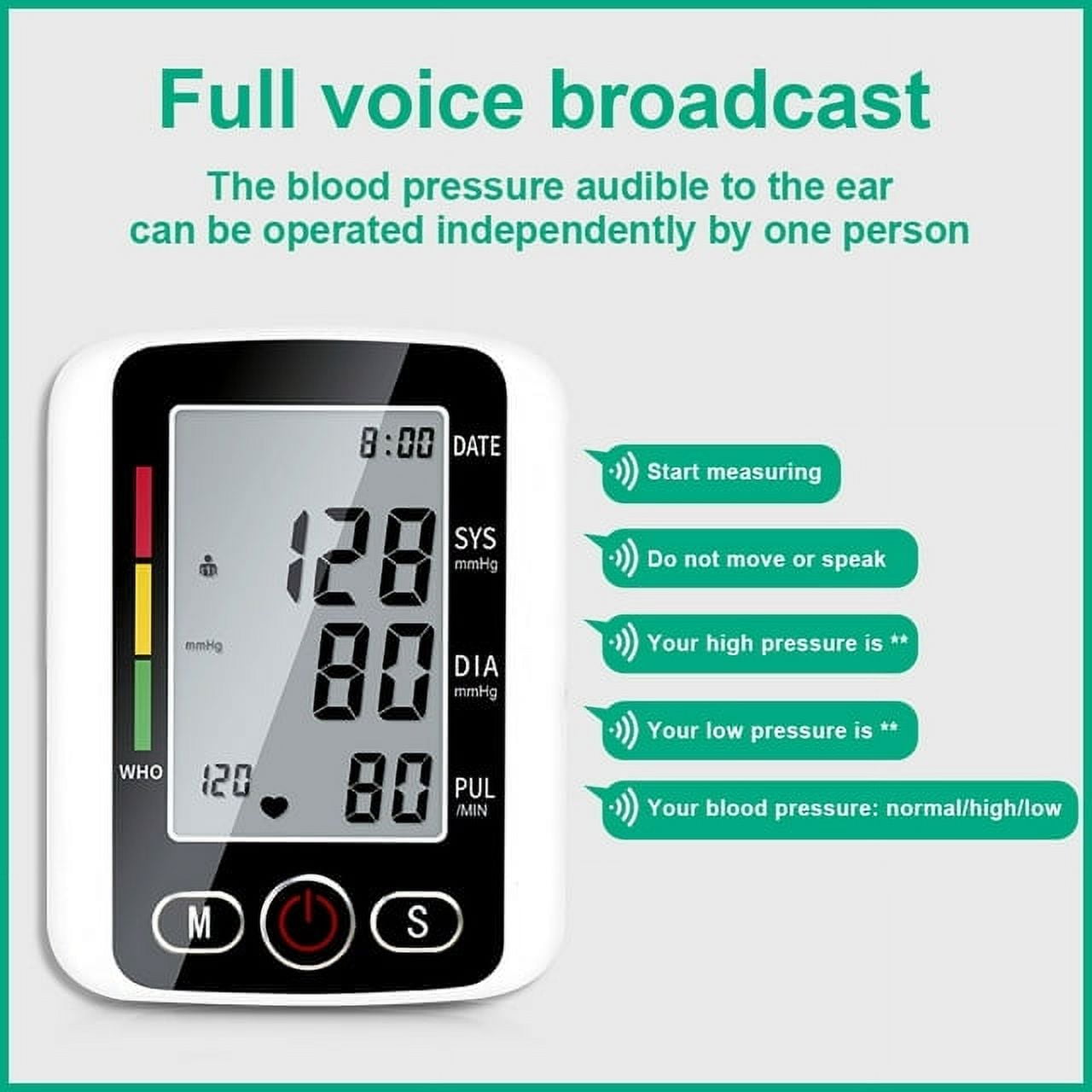 Blood Pressure Monitor, Automatic Blood Pressure Monitor Upper Arm Sphygmomanometer with Backlight Display, Adjustable Cuff and Dual User Mode