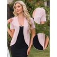 thumbnail image 2 of DARING DIVA Women's Short Sleeve Crochet Open Front Knit Cardigan Shrugs XS Light Pink, 2 of 6
